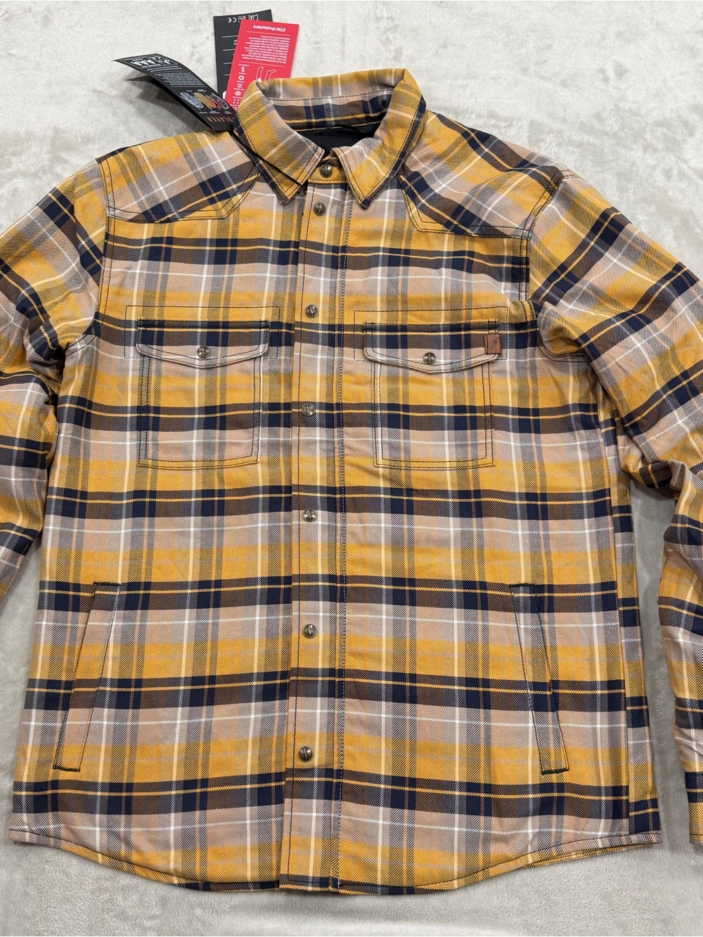 John Doe Motoshirt Yellow JDL5011 AAA Motorcycle Flannel Shirt M NWT